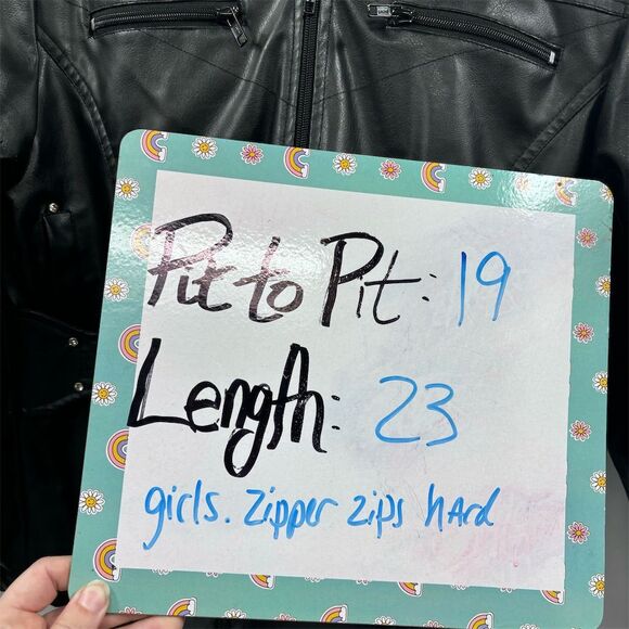 Girls Black Faux Leather Jacket XL Furry Collar Chic Casual Style - Picture 8 of 8